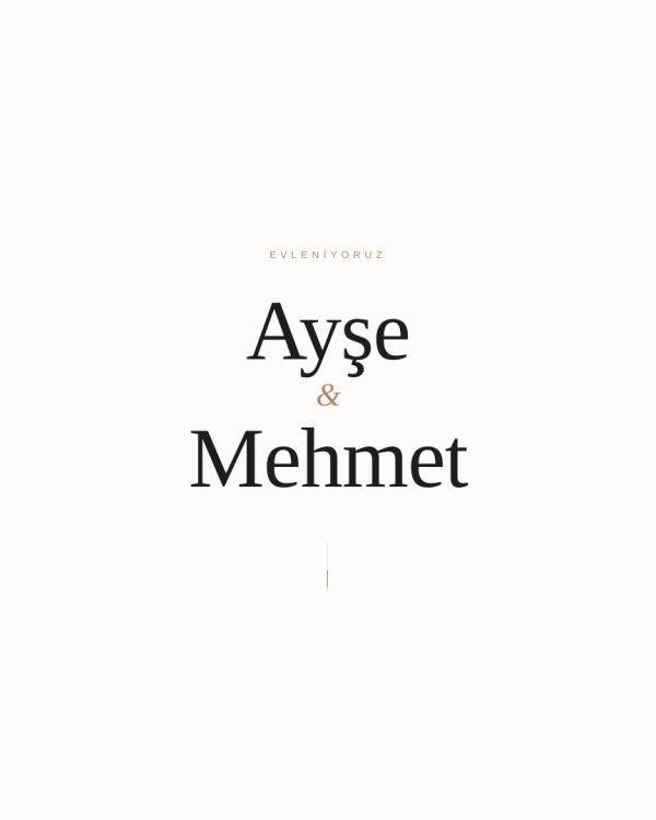 Modern Minimal dijital düğün davetiyesi